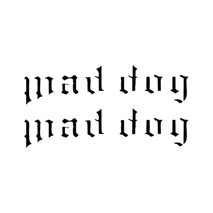 Mad Dog Gothic Blackletter Stickers – Text Decals (2-Pack)