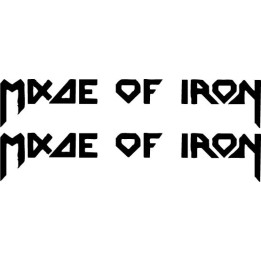 Made Of Iron Stickers – Heavy Metal Logo Decals (2-Pack)