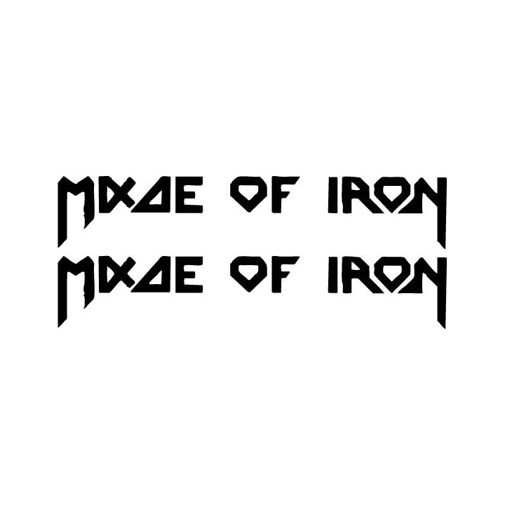 Made Of Iron Stickers – Heavy Metal Logo Decals (2-Pack)