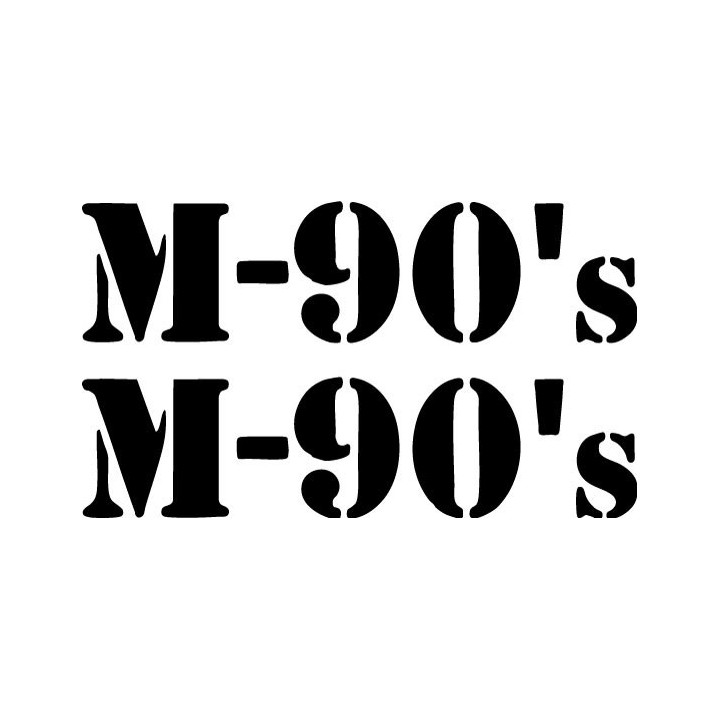 M-90s Military Stencil Font Stickers – Retro Decals (2-Pack)