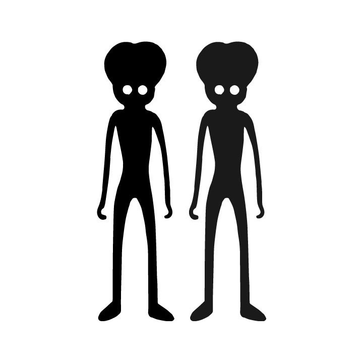 Alien Stickers – Roswell Grey Alien Silhouette Decals (2-Pack)