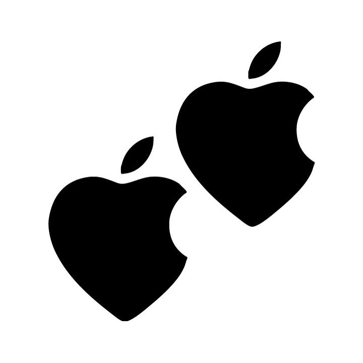 Apple Heart Stickers – Mac Fan Laptop Decals (2-Pack)