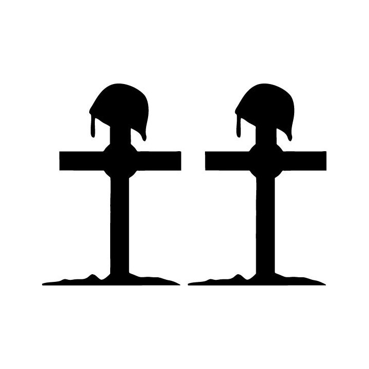 Fallen Soldier Cross Stickers – Military Tribute (2-Pack)