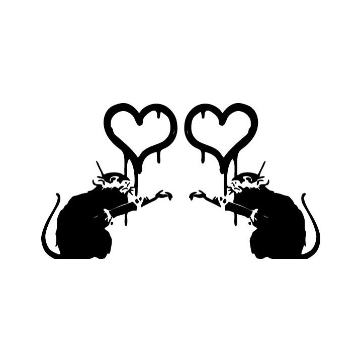 Banksy Rat Love Heart Stickers – Street Art Decals (2-Pack)