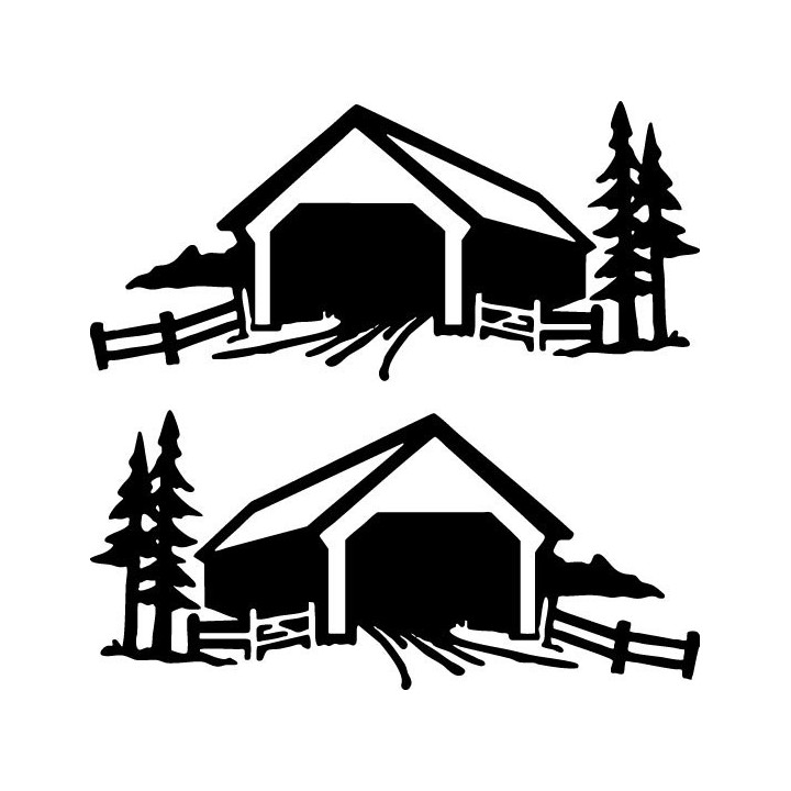 Covered Bridge Country Scene Stickers – Rural Decals (2-Pack)