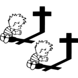 Boy Praying at Cross Stickers – Christian Decals (2-Pack)