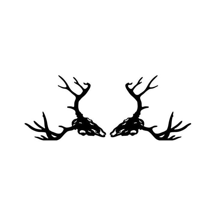 Buy Buck Antlers Skull Style 3 Decal Sticker 1 Online