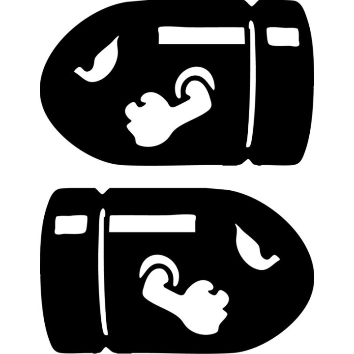 Bullet Bill Super Mario Stickers – Nintendo Decals (2-Pack)