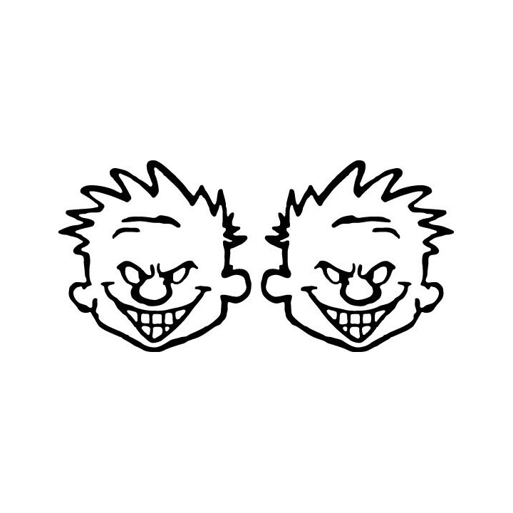 Calvin Mischievous Face Stickers – Cartoon Humor Decals (2-Pack)
