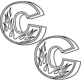 C Flame Letter Stickers – Fire Initial Decals (2-Pack)