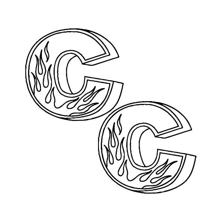 C Flame Letter Stickers – Fire Initial Decals (2-Pack)