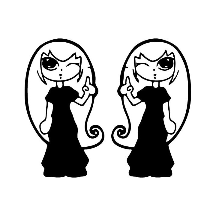 Anime Girl Stickers – Gothic Manga Character Decals (2-Pack)