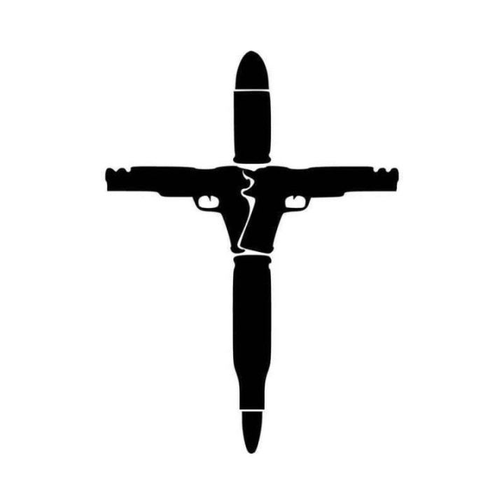 Gun Cross Stickers – Bullet Crucifix Ammo Decals (2-Pack)