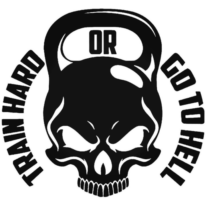 Train Hard or Go to Hell Stickers – Gym Decals (2-Pack)