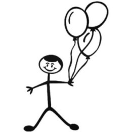 Boy with Balloons Stick Figure Stickers – Family Decals (2-Pack)