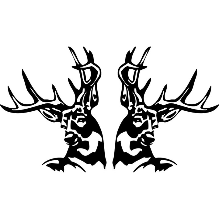 Deer Buck Antlers Stickers – Hunting Wildlife Silhouette Decals (2-Pack)
