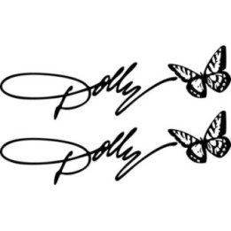 Dolly Parton Butterfly Script Stickers – Decals (2-Pack)
