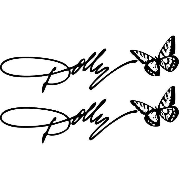 Dolly Parton Butterfly Script Stickers – Decals (2-Pack)