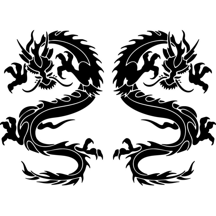 Chinese Dragon Stickers – Tribal Dragon Decals (2-Pack)