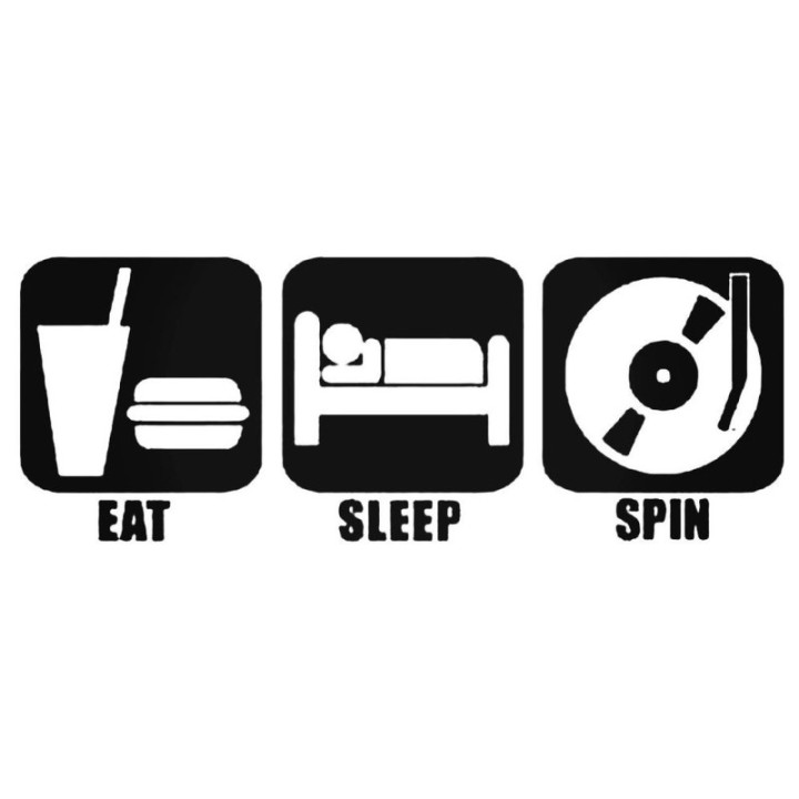 Eat Sleep Spin Stickers – DJ Turntable Decals (2-Pack)