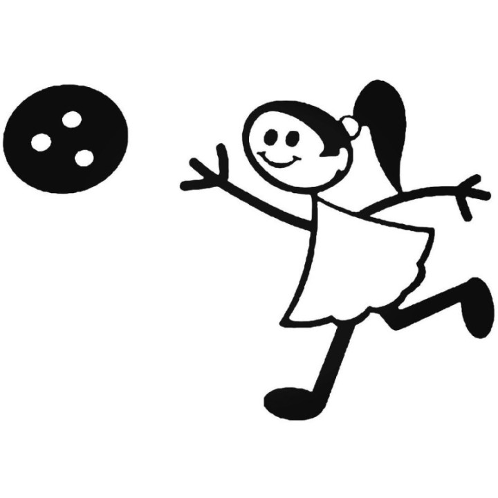 Girl Bowling Stick Figure Stickers – Family Decals (2-Pack)