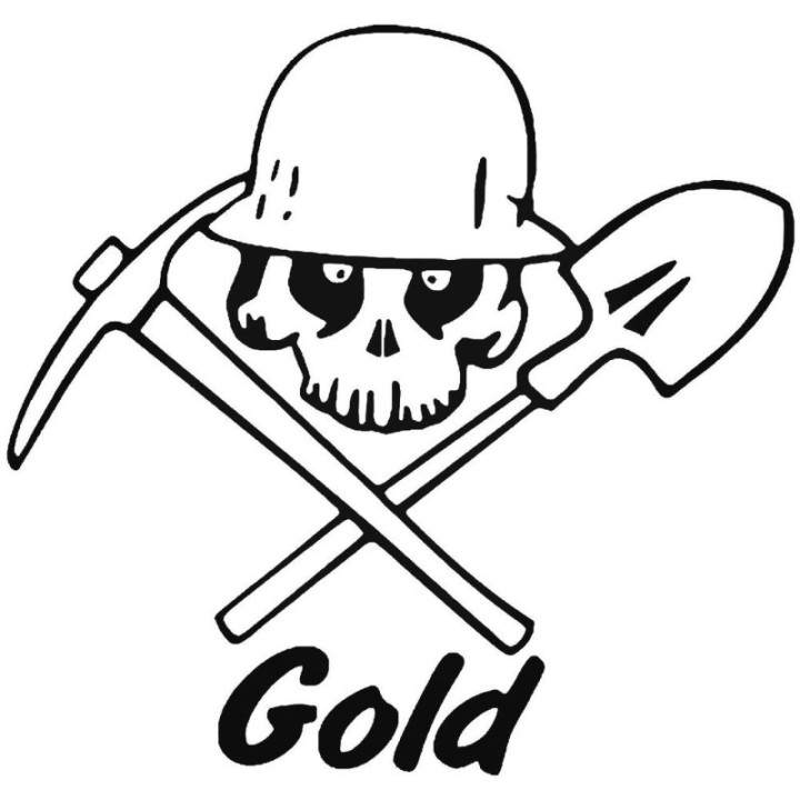 Gold Miner Skull Stickers – Prospector Decals (2-Pack)