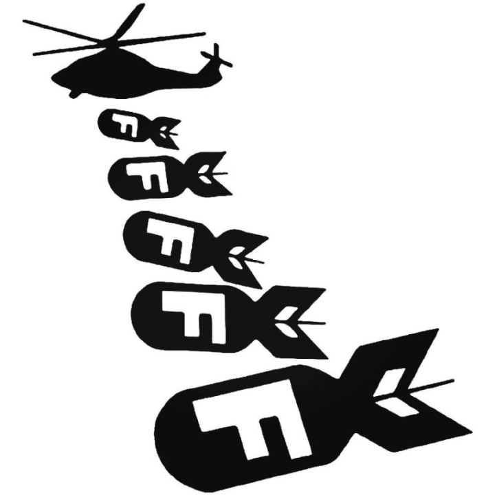 Helicopter F-Bomb Stickers – Funny Military Decals (2-Pack)