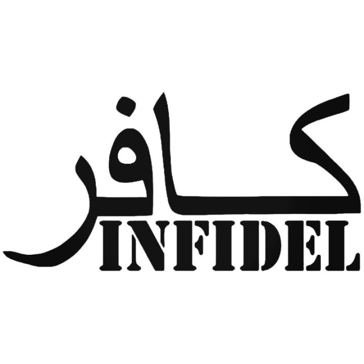 Infidel Kafir Arabic Stickers – Tactical Decals (2-Pack)