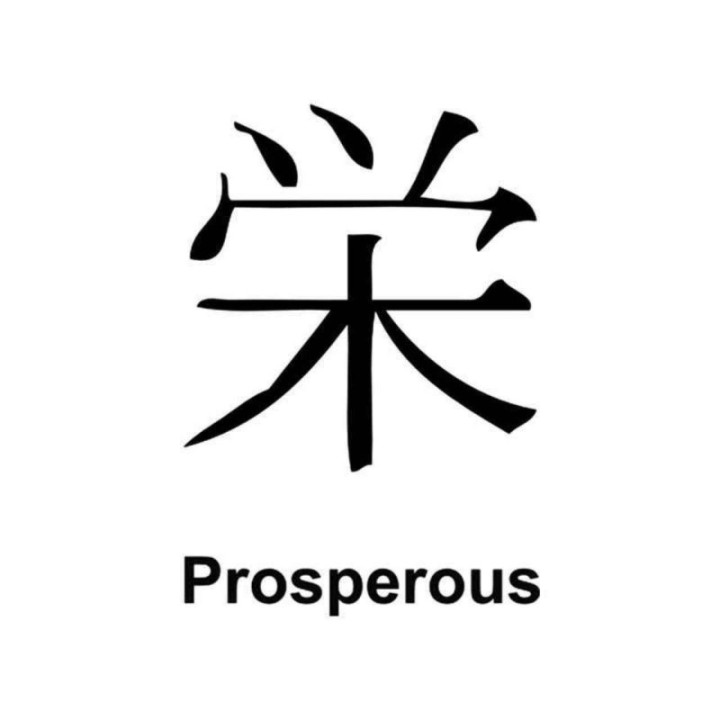 Japanese Kanji Prosperous Stickers – Wealth Decals (2-Pack)