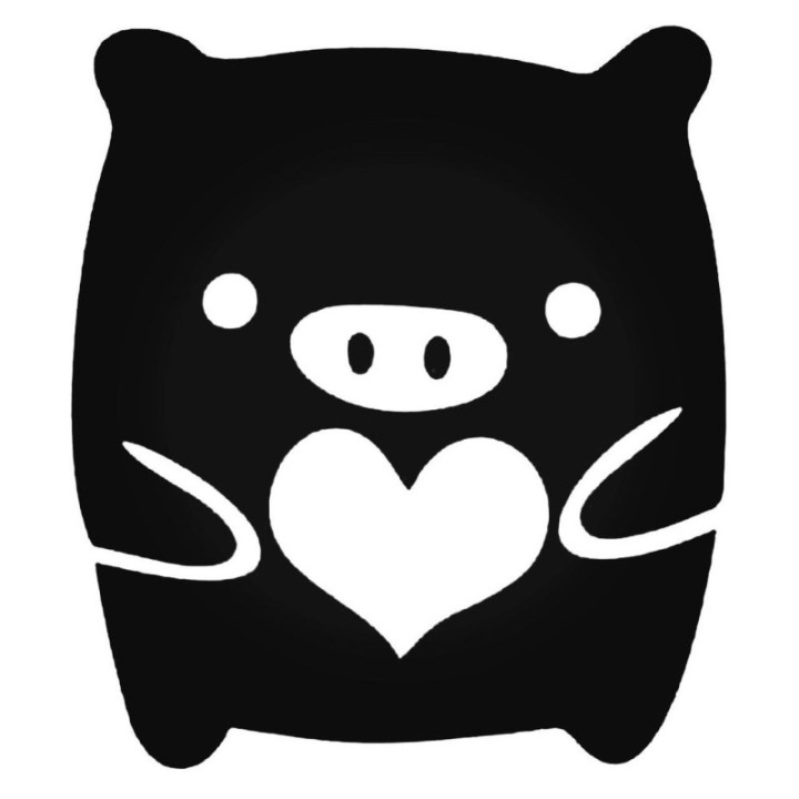 Monokuro Boo Heart Stickers – JDM Pig Decals (2-Pack)