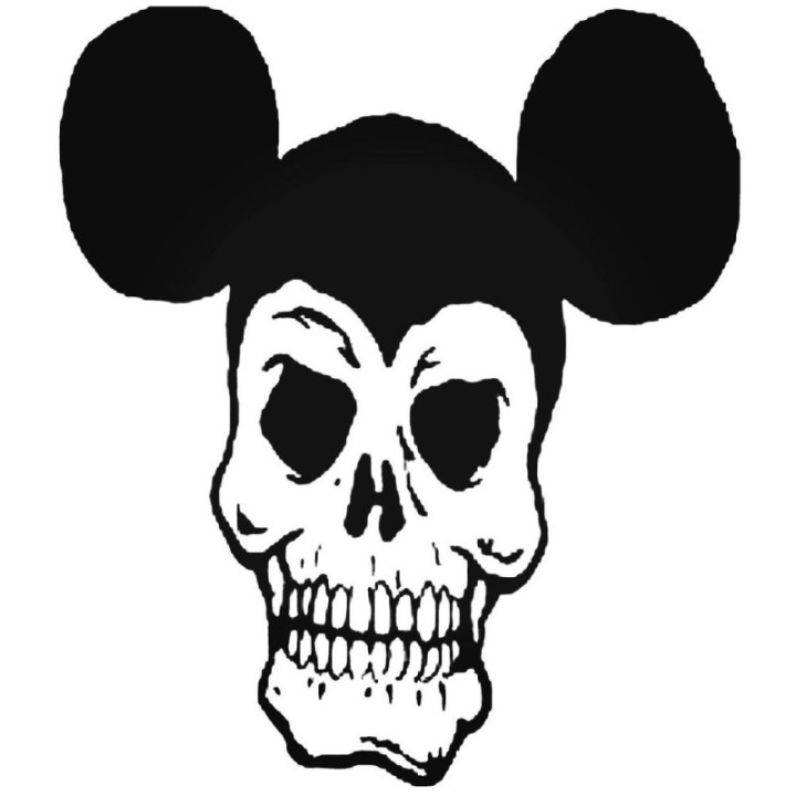 Mickey Mouse Skull Stickers – Horror Parody Decals (2-Pack)