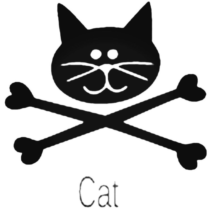 Skull Cat Crossbones Stickers – Feline Pirate Decals (2-Pack)