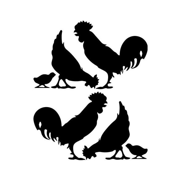 Chicken Stickers – Rooster Hen Silhouette Decals (2-Pack)