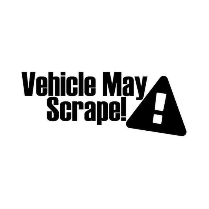 Vehicle May Scrape Stickers – Lowered Car Decals (2-Pack)
