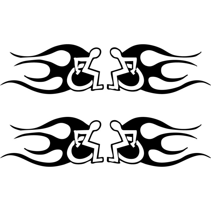 Wheelchair Flames Stickers – Funny Racing Decals (2-Pack)