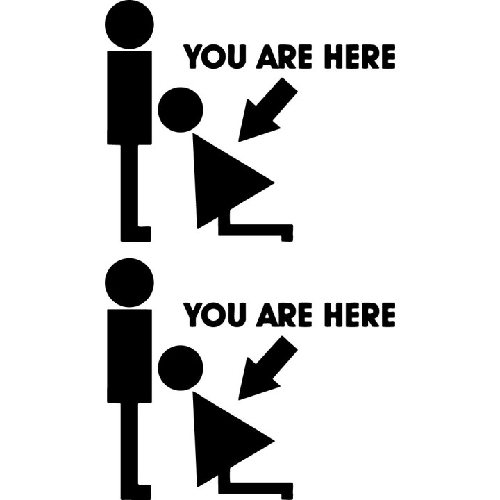 You Are Here Funny Rude Stickers – Adult Humour (2-Pack)