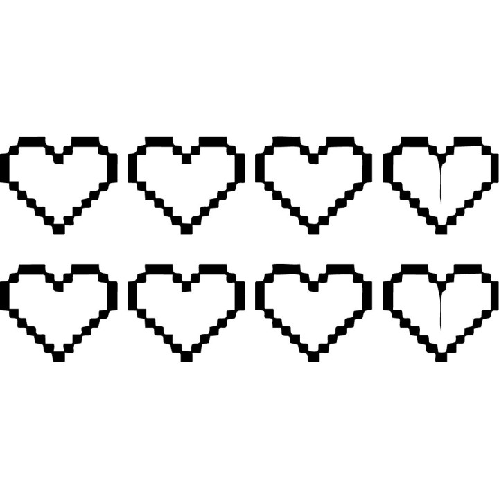 Zelda Life Hearts Stickers – Pixel Health Bar Decals (2-Pack)