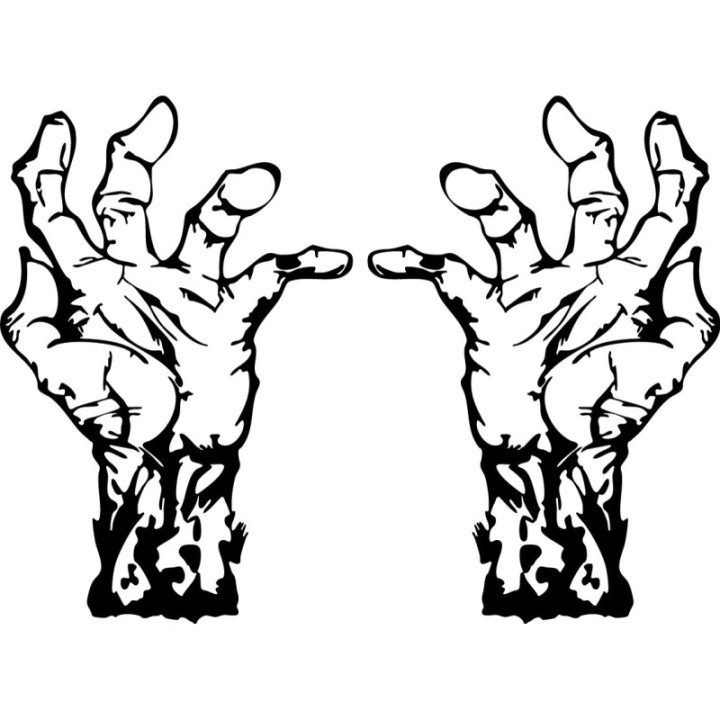 Zombie Hand Stickers – Horror Halloween Decals (2-Pack)
