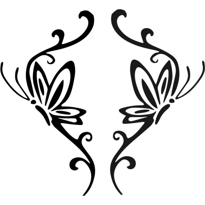 Tribal Butterfly Stickers – Swirl Vine Decals (2-Pack)