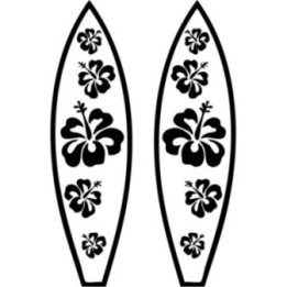 Buy Surfboard With Hibiscus Flowers Vinyl Decal Sticker Online