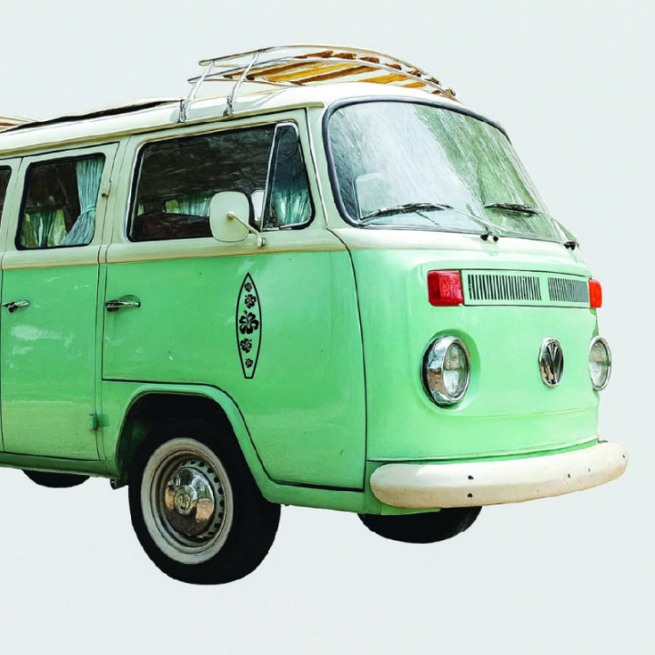 Buy Surfboard With Hibiscus Flowers Vinyl Decal Sticker Online