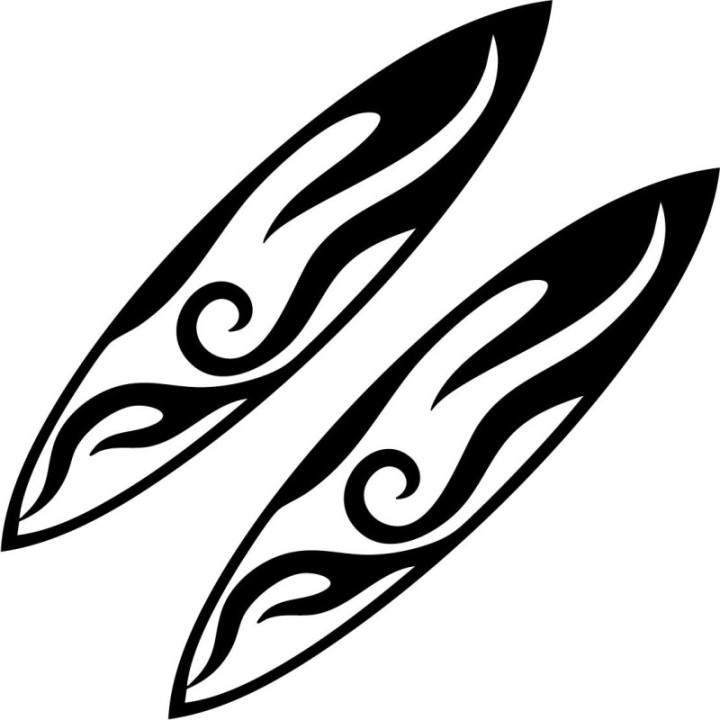 Buy Surfboard With Tribal Flames Sticker Vinyl Decal Online
