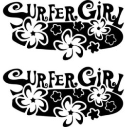 Buy Surfer Girl Hibiscus Flowers Decal Sticker Online