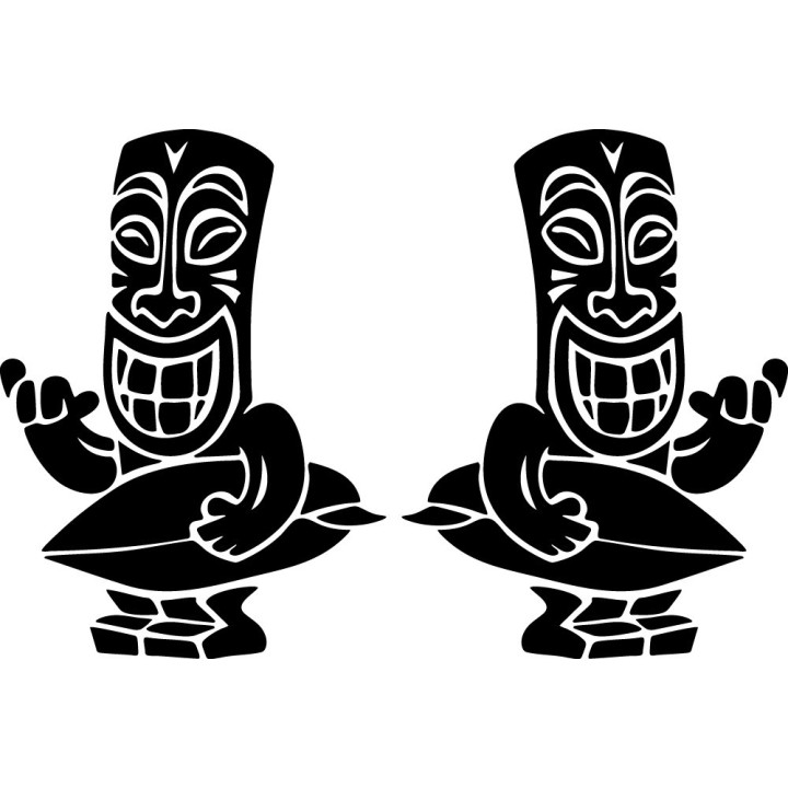 Tiki Surf Stickers – Tropical Polynesian Surf Culture Decals (2-Pack)