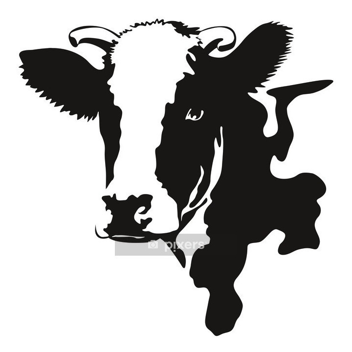 Cow Head Stickers – Dairy Cow Silhouette Decals (2-Pack)
