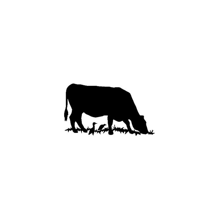Grazing Cow & Bird Stickers – Cattle Silhouette Decals (2-Pack)