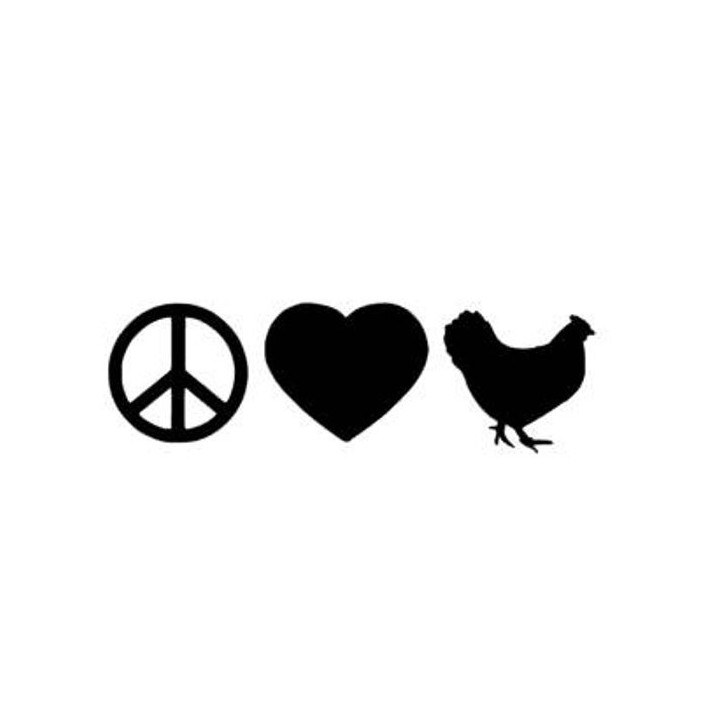 Peace Love Chicken Stickers – Hen Lover Decals (2-Pack)