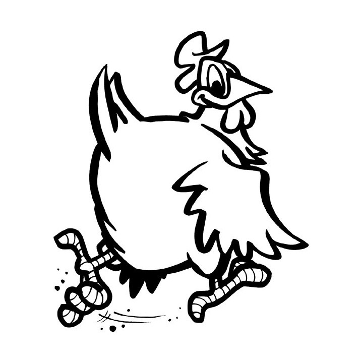 Running Chicken Stickers – Funny Hen Cartoon Decals (2-Pack)