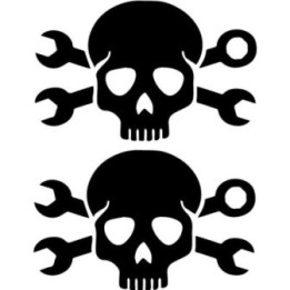 Skull and Wrench Stickers – Mechanic Decals (2-Pack)