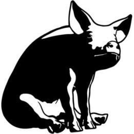 Pig Stickers – Sitting Pig Silhouette Decals (2-Pack)
